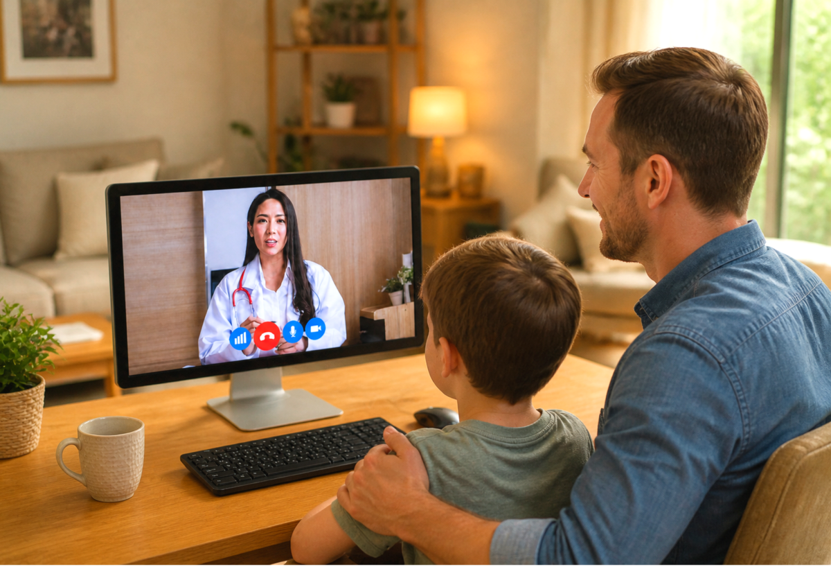 Family with child smiling confidently after connecting with a pediatric growth specialist at I Grow Clinic for idiopathic short stature treatment 