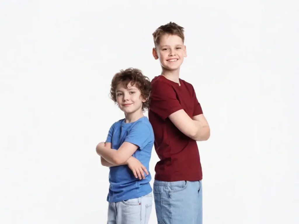 Child height percentile comparison: two boys the same age with different heights, both within normal growth range according to CDC growth charts